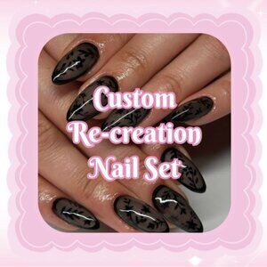 💅 Sheer Lace Floral Custom Re-Creation Press-On Nails (Made to Order)
